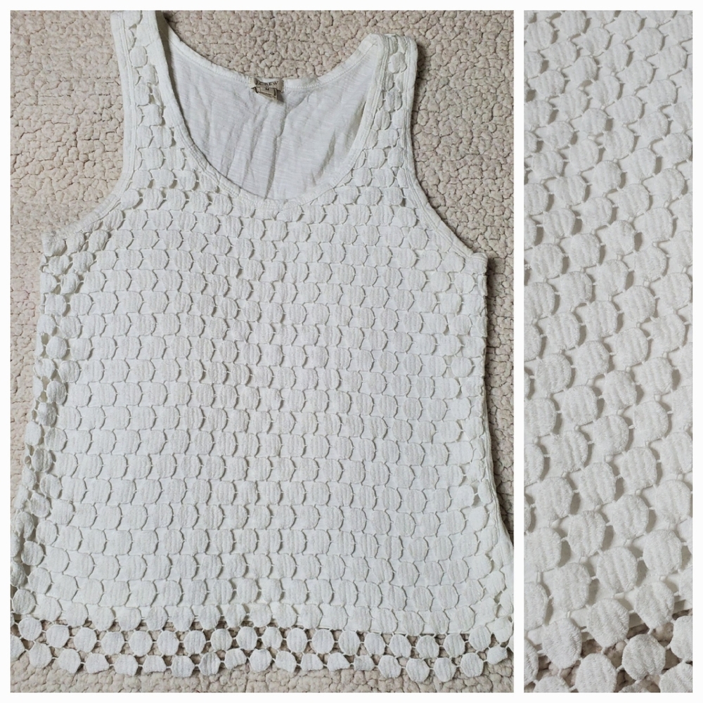 J.Crew Factory Open Knit Front Cotton Tank Top Size M